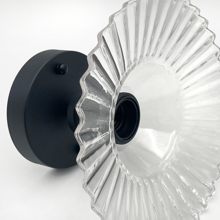 Griestu lampa TRISH virsmas montāžai 1xE27/15W/230V melna/caurspīdīga