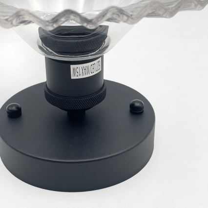 Griestu lampa TRISH virsmas montāžai 1xE27/15W/230V melna/caurspīdīga