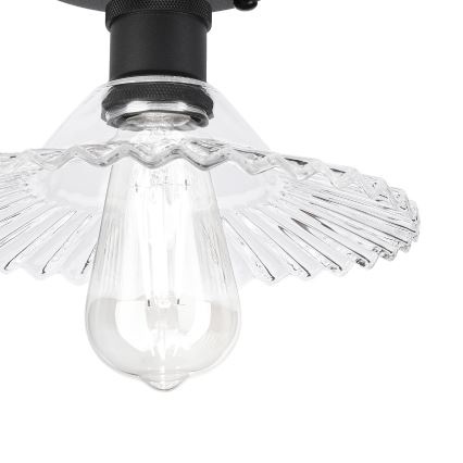 Griestu lampa TRISH virsmas montāžai 1xE27/15W/230V melna/caurspīdīga