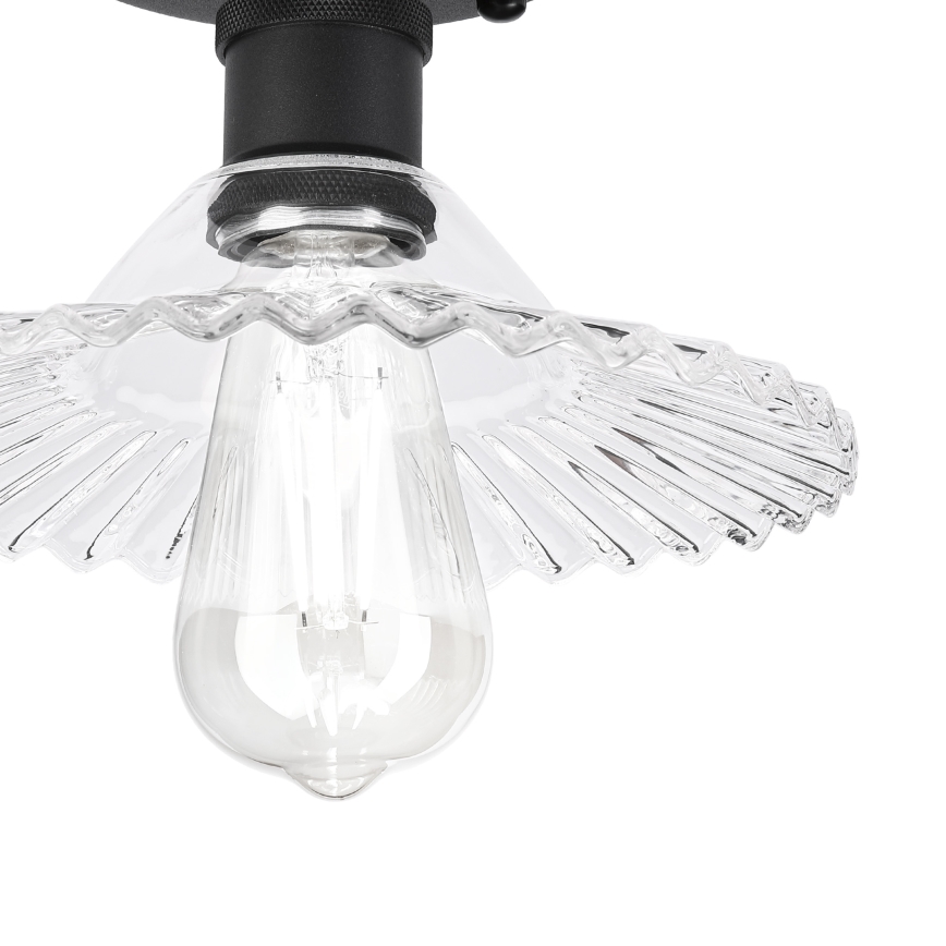 Griestu lampa TRISH virsmas montāžai 1xE27/15W/230V melna/caurspīdīga