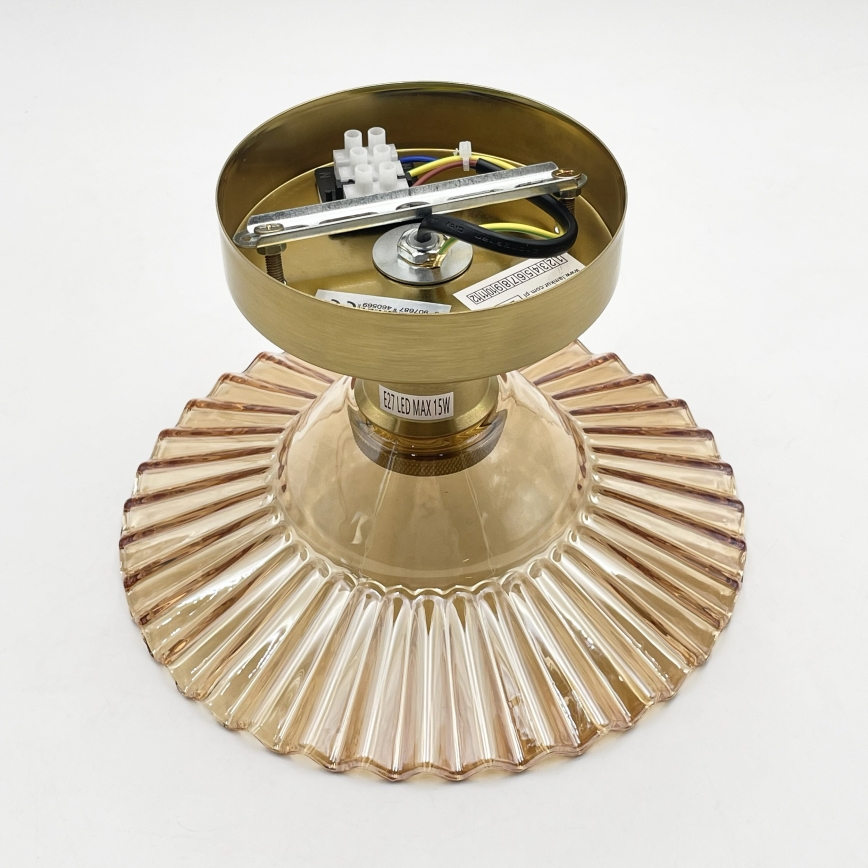 Griestu lampa TRISH, virsmas montējama, 1xE27/15W/230V, zelta/dūmaina bēša