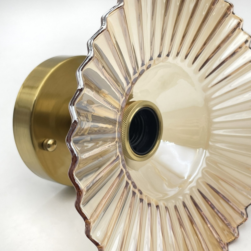 Griestu lampa TRISH, virsmas montējama, 1xE27/15W/230V, zelta/dūmaina bēša