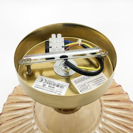 Griestu lampa TRISH, virsmas montējama, 1xE27/15W/230V, zelta/dūmaina bēša