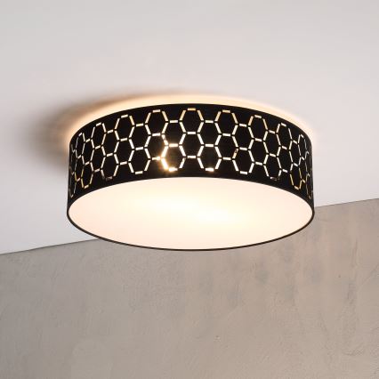 Griestu lampa ULLE 2xE27/15W/230V Ø 45 cm melna