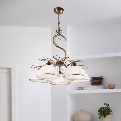 Griestu lampa uz stieņa COBRA 1xE27/60W/230V Ø 30 cm bronza/patina