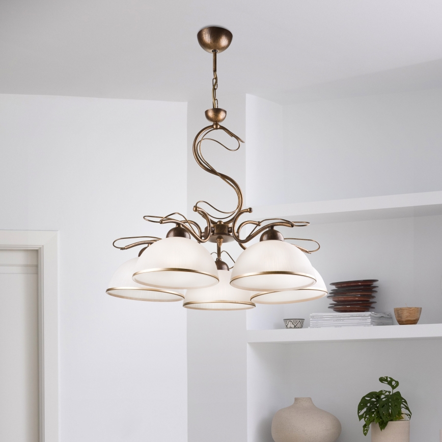 Griestu lampa uz stieņa COBRA 1xE27/60W/230V Ø 30 cm bronza/patina
