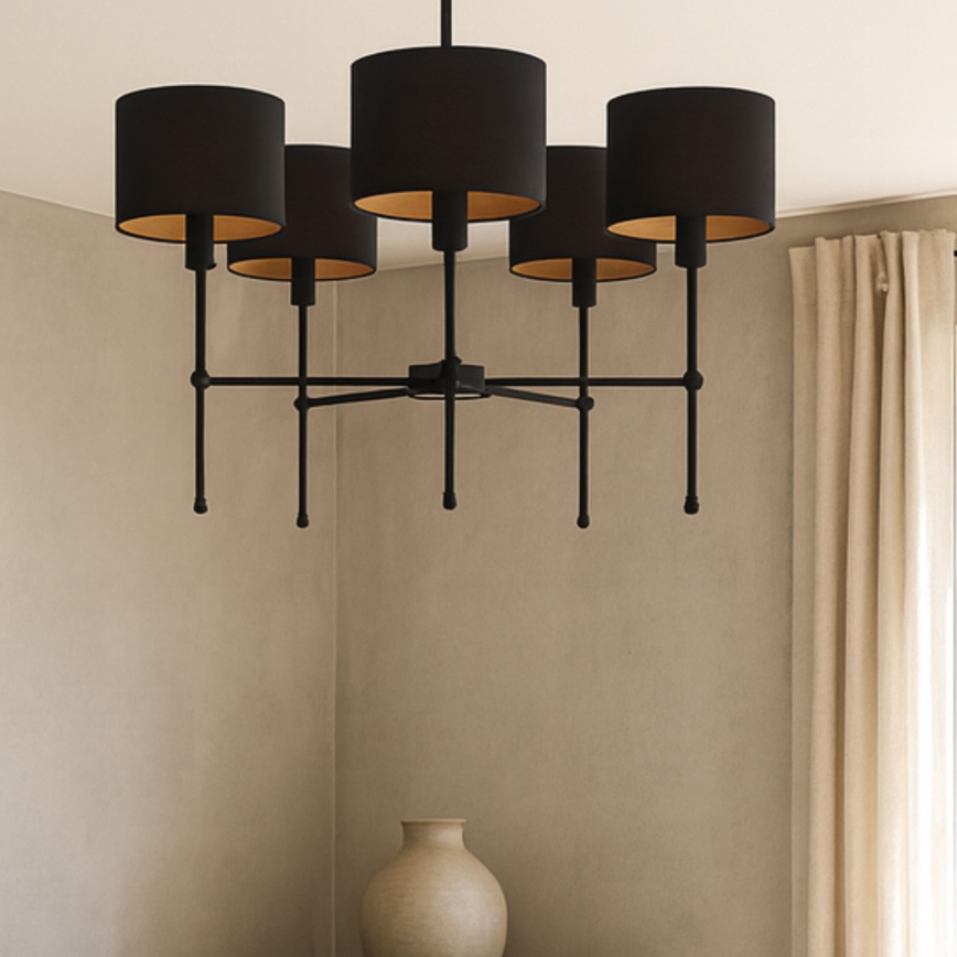 Griestu lampa uz stieņa MADELA 5xE14/40W/230V, melna