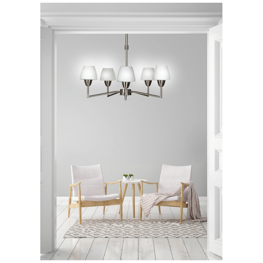 Griestu lampa uz stieņa TOGO 5xG9/40W/230V matēts hroms/balts