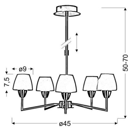 Griestu lampa uz stieņa TOGO 5xG9/40W/230V matēts hroms/balts