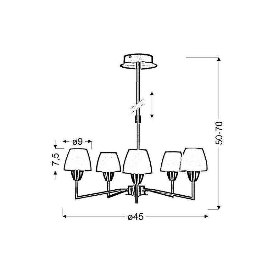 Griestu lampa uz stieņa TOGO 5xG9/40W/230V matēts hroms/balts