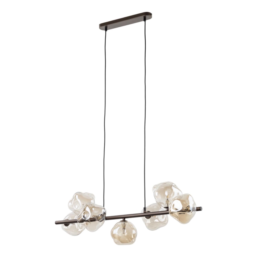 Griestu lampa uz stieples LAVA 7xG9/8W/230V, bronzas/dūmaina bēša