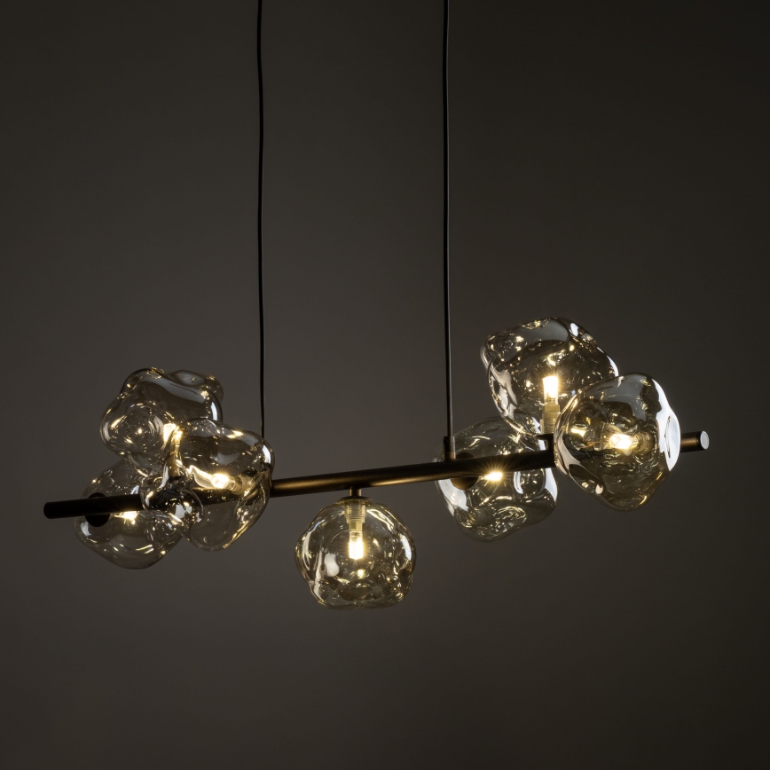 Griestu lampa uz stieples LAVA 7xG9/8W/230V, bronzas/dūmaina bēša