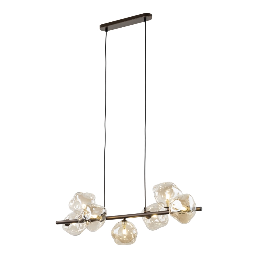 Griestu lampa uz stieples LAVA 7xG9/8W/230V, bronzas/dūmaina bēša
