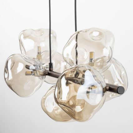 Griestu lampa uz stieples LAVA 7xG9/8W/230V, bronzas/dūmaina bēša