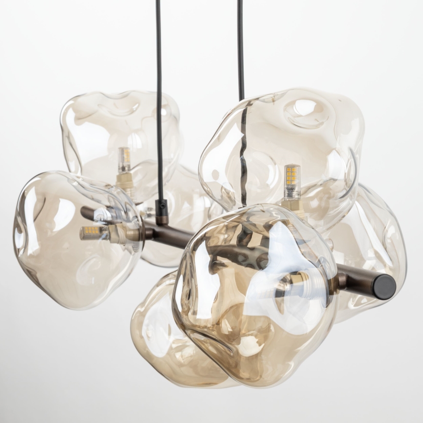 Griestu lampa uz stieples LAVA 7xG9/8W/230V, bronzas/dūmaina bēša