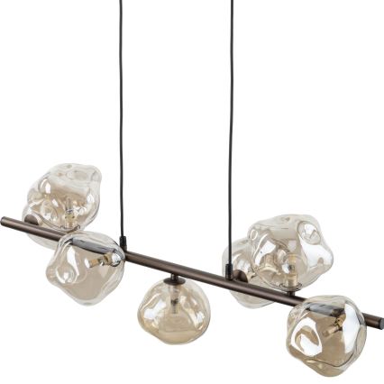 Griestu lampa uz stieples LAVA 7xG9/8W/230V, bronzas/dūmaina bēša