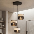 Griestu lampa uz troses KARBON 3xE27/15W/230V melna/pelēka