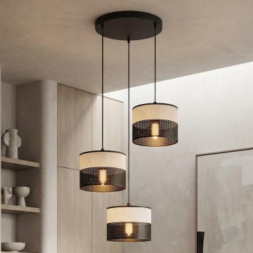 Griestu lampa uz troses KARBON 3xE27/15W/230V melna/pelēka