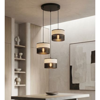 Griestu lampa uz troses KARBON 3xE27/15W/230V melna/pelēka