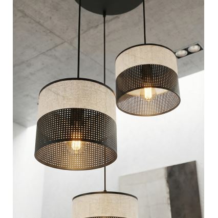 Griestu lampa uz troses KARBON 3xE27/15W/230V melna/pelēka