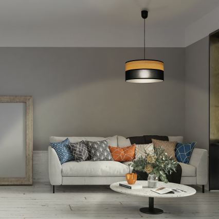 Griestu lampa uz vada ALBA 1xE27/15W/230V Ø 45 cm melna/brūna