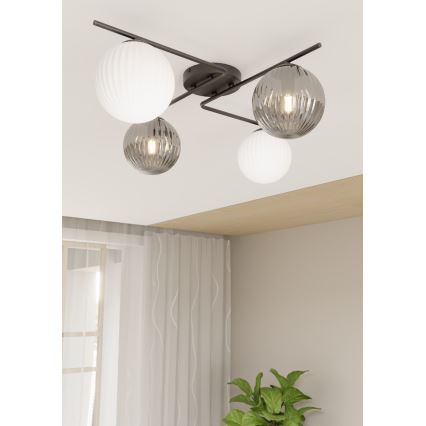 Griestu lampa VESPA 4xE14/10W/230V melna/pelēka/balta