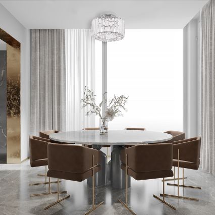 Griestu lampa VETRO 1xE27/15W/230V, diametrs 24,5 cm, matēts hroms