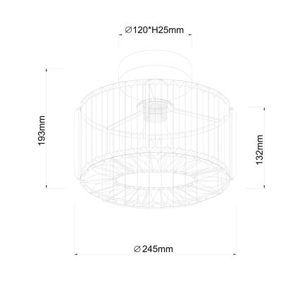 Griestu lampa VETRO 1xE27/15W/230V Ø 24,5 cm zelta