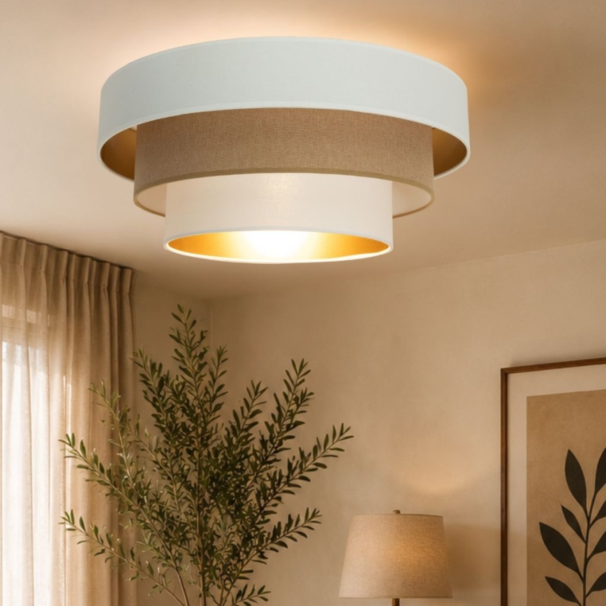 Griestu lampa WENTA 1xE27/60W/230V Ø 50 cm balta/brūna