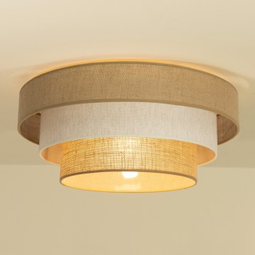 Griestu lampa WENTA, 1xE27/60W/230V, Ø 50 cm, džuta/krēmkrāsa