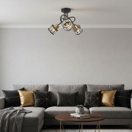 Griestu lampa ZAHARA 3xE27/10W/230V melna