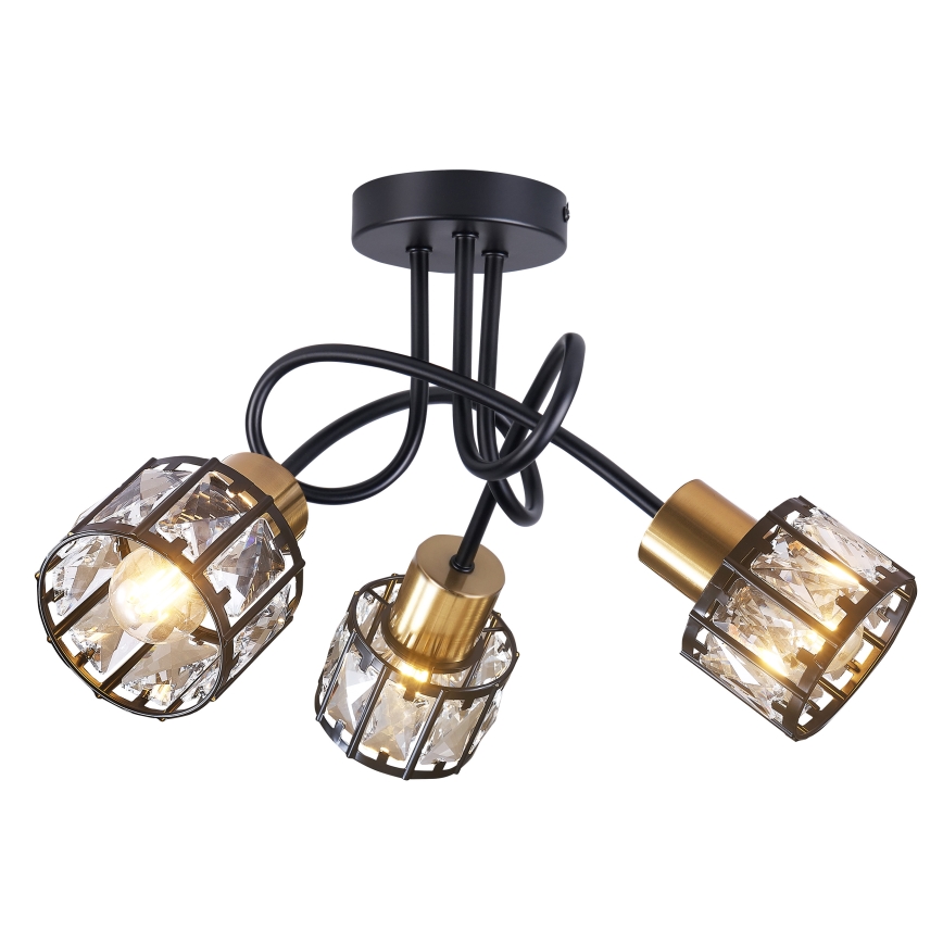 Griestu lampa ZAHARA 3xE27/10W/230V melna