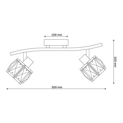 Griestu lampa ZAHARA (virsmas montāža) 2xE27/10W/230V, zeltaina