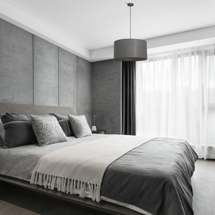 Griestu lustra ALBA ar vadu, 1xE27/15W/230V, Ø 45 cm, pelēka