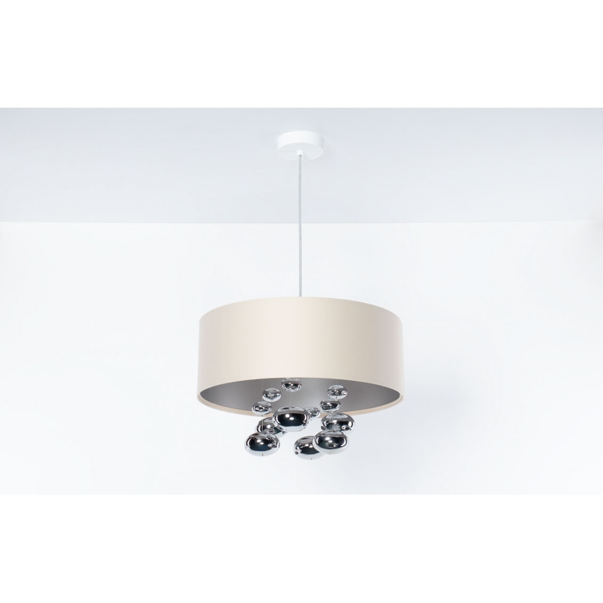 Griestu lustra ar vadu BUBBLE 1xE27/60W/230V, Ø 50 cm, bēša