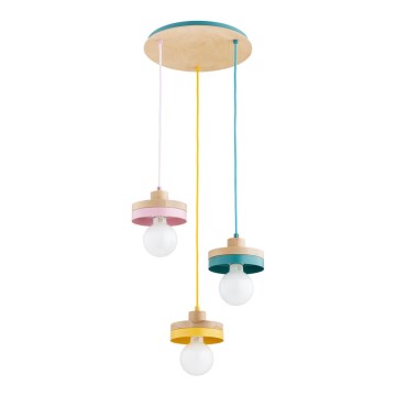 Griestu lustra ar vadu LARSO 3xE27/15W/230V daudzkrāsaina