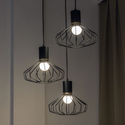 Griestu lustra ar vadu SOLANO 3xE27/15W/230V melna/zelta