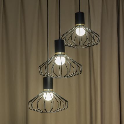 Griestu lustra ar vadu SOLANO 3xE27/15W/230V melna/zelta