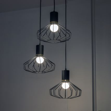 Griestu lustra ar vadu SOLANO 3xE27/15W/230V melna/zelta