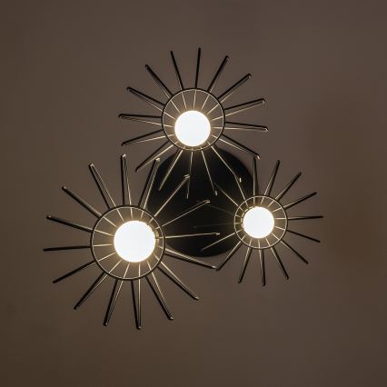 Griestu lustra ar vadu SOLANO 3xE27/15W/230V melna/zelta