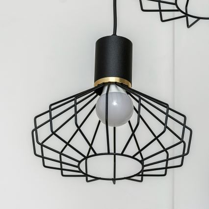 Griestu lustra ar vadu SOLANO 3xE27/15W/230V melna/zelta