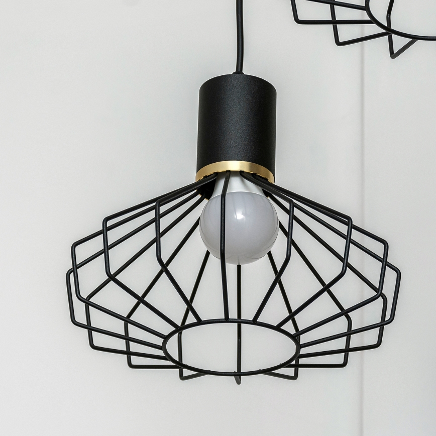 Griestu lustra ar vadu SOLANO 3xE27/15W/230V melna/zelta