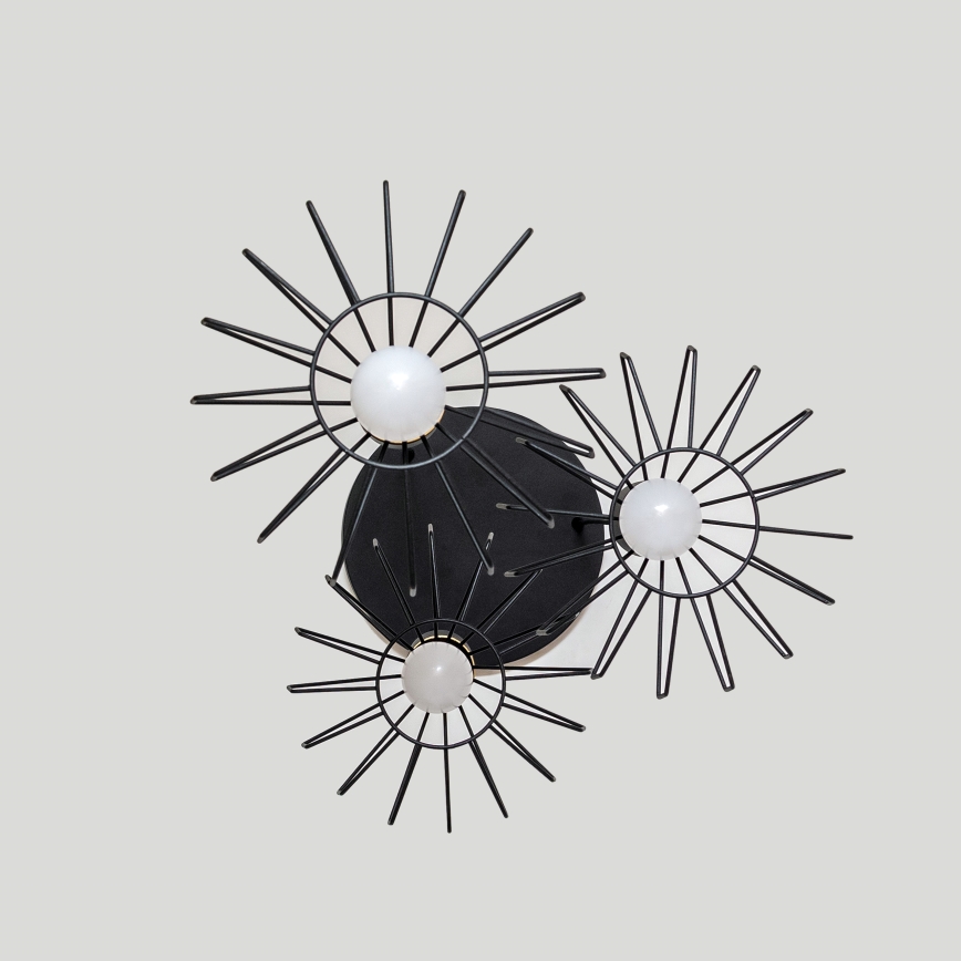 Griestu lustra ar vadu SOLANO 3xE27/15W/230V melna/zelta