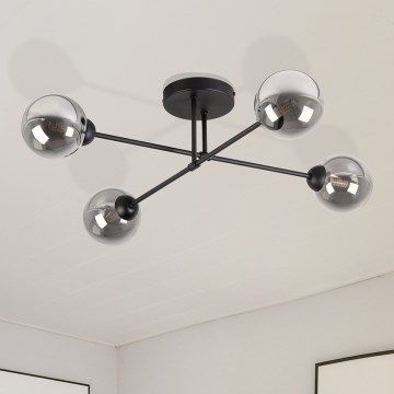 Griestu lustra OBSIDIAN, virsmas piestiprināma, 4xG9/10W/230V, melna/dūmakaini pelēka