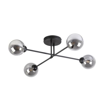 Griestu lustra OBSIDIAN, virsmas piestiprināma, 4xG9/10W/230V, melna/dūmakaini pelēka