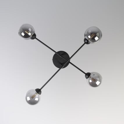 Griestu lustra OBSIDIAN, virsmas piestiprināma, 4xG9/10W/230V, melna/dūmakaini pelēka