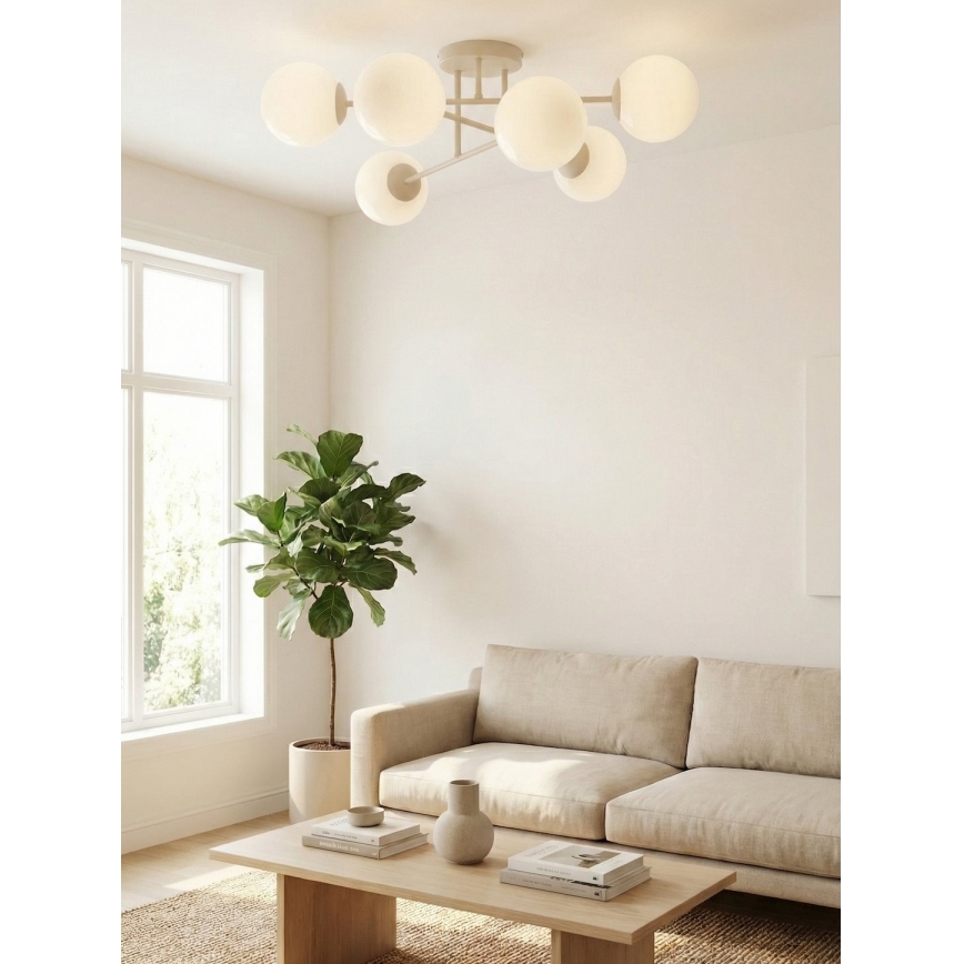 Griestu lustra ROMA, uzstādāma pie griestiem, 6xE14/10W/230V, bēša