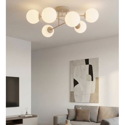 Griestu lustra ROMA, uzstādāma pie griestiem, 6xE14/10W/230V, bēša
