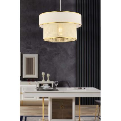 Griestu lustra uz kabeļa ERO 1xE27/60W/230V krēmkrāsaina/zelta