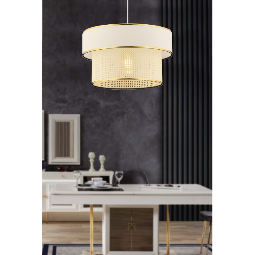 Griestu lustra uz kabeļa ERO 1xE27/60W/230V krēmkrāsaina/zelta